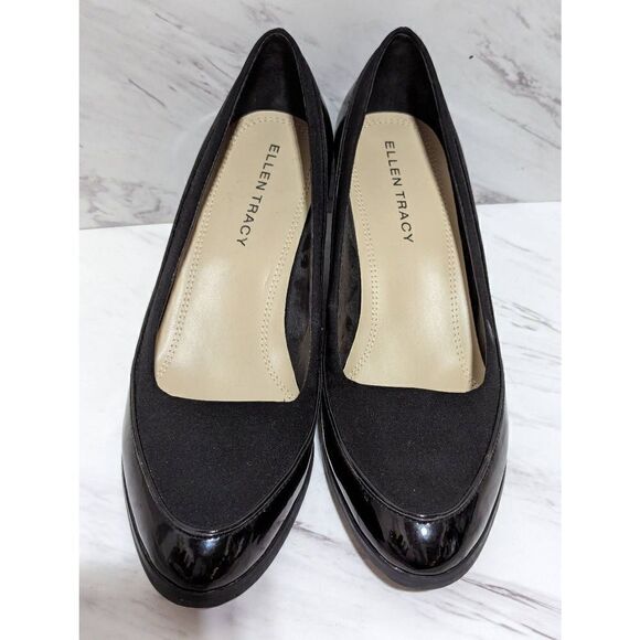 Ellen Tracy Women's Black Reagan Patent Leather Fabric 2.5" Wedge Heel Size 8M - Picture 7 of 9